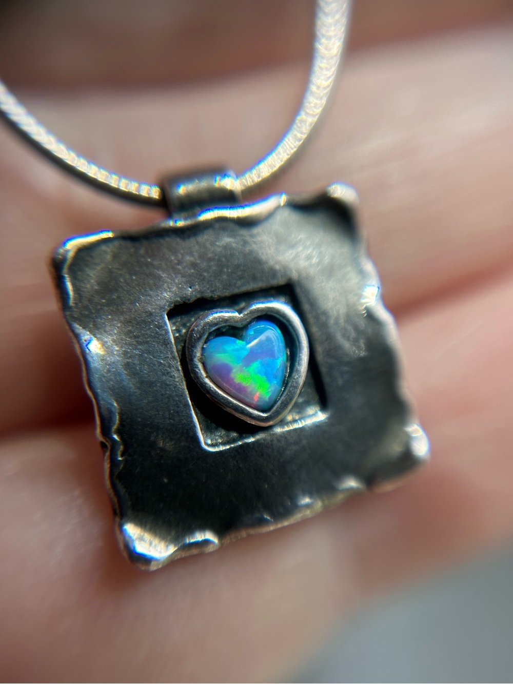Sterling silver Didae Israel opal heart necklace 925
